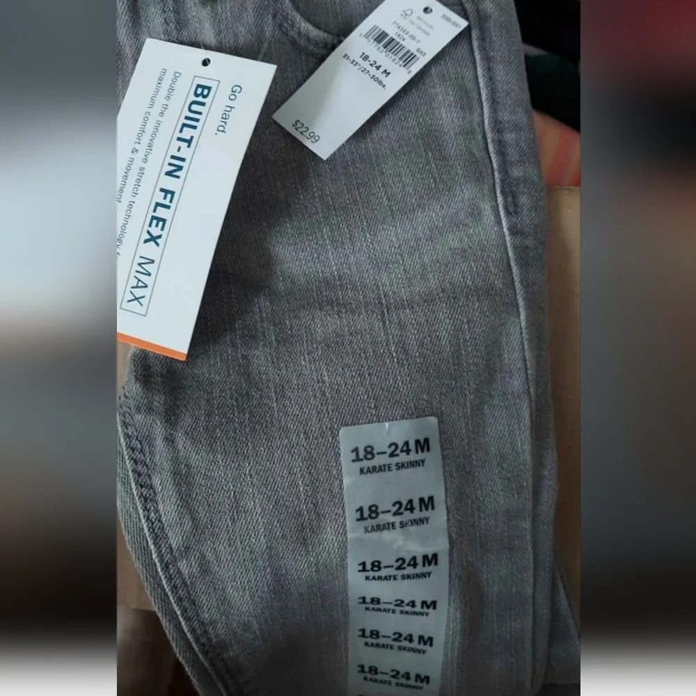 NWT Old Navy Gray Karate Toddler Jeans ~sz 18-24 Mos
